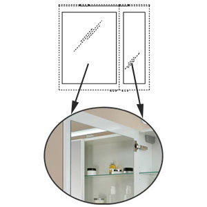 Innenspiegel: Höhe: 59,5 cm, Breite: 18 / 28 cm
