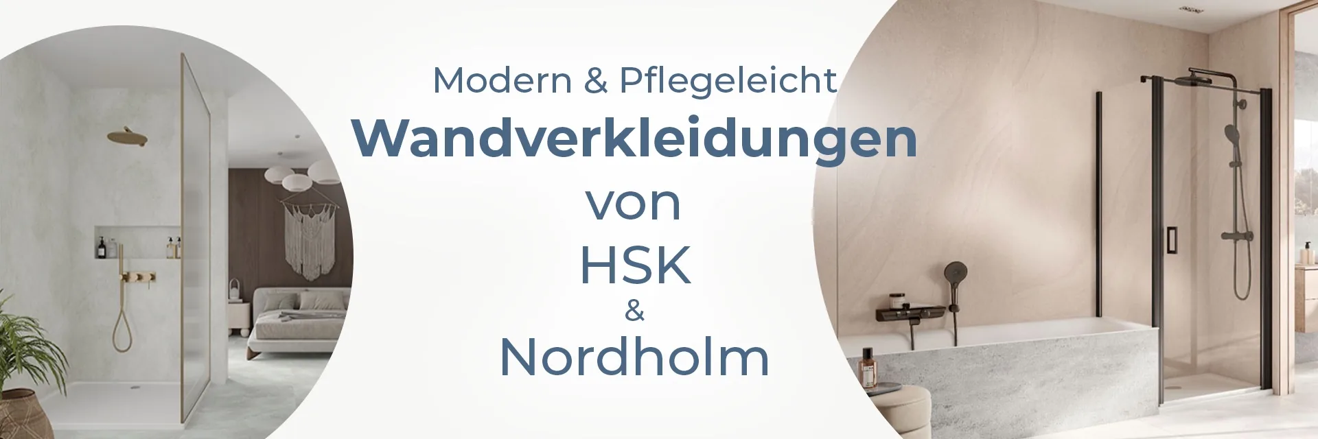 Wandverkleidungen fürs Bad von HSK und Nordholm Slider mit Weiterleitung zur Kategorie