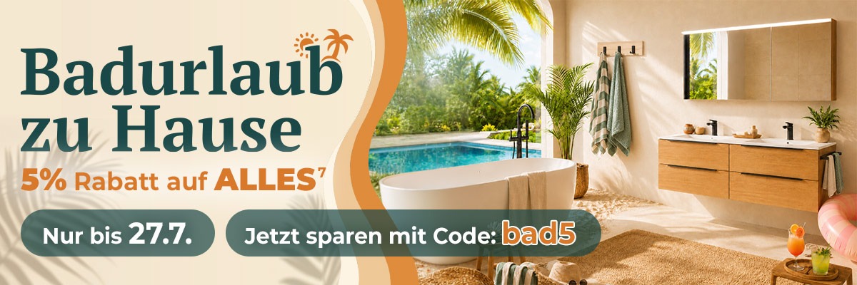Badurlaub zu Hause bei badshop.de! 5% zusätzlich sparen!