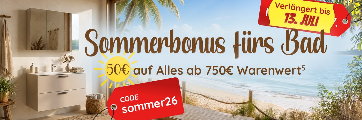 Sommerbonus fürs Bad bei badshop.de! 50€ zusätzlich sparen!